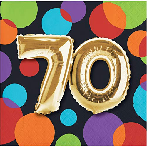 Creative Converting 332476case Balloon 70th Birthday Beverage Napkins 5" Multi-colored