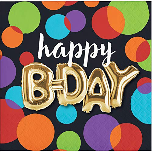 Creative Converting 332480case Balloon Birthday Beverage Napkins 5" Multi-colored