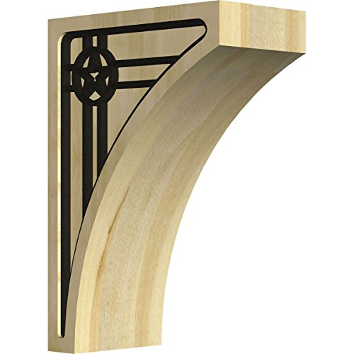 Ekena Millwork CORW03X05X08LWAUBLRW 3"W x 5 1/2"D x 8"H Medium Lawson Wood Corbel with IronCraft Austin Inlay, Rubberwood, x x