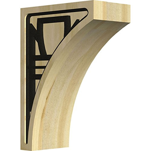 Ekena Millwork CORW03X05X08LWSOBLRW 3"W x 5 1/2"D x 8"H Medium Lawson Wood Corbel with IronCraft Solvang Inlay, Rubberwood, x x