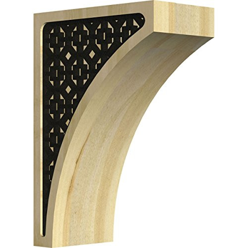 Ekena Millwork CORW03X05X08LWVIBLRW 3"W x 5 1/2"D x 8"H Medium Lawson Wood Corbel with IronCraft Victorian Inlay, Rubberwood, x x