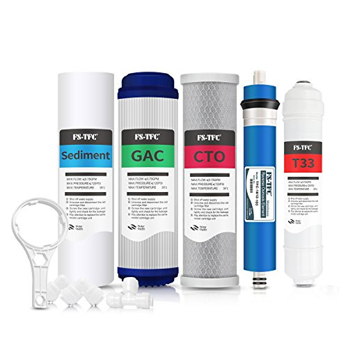 FS-TFC Reverse Osmosis System 1-Year Replacement Filter Set for Standard Multy-stage Reverse Osmosis Water filter System 100 GPD Ro Filters,5Pack