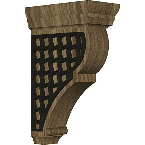 Ekena Millwork CORW02X04X08RJMOBLWA 2"W x 4 1/2"D x 8"H Small Rojas Wood Corbel with IronCraft Mosaic Inlay, Walnut, x x