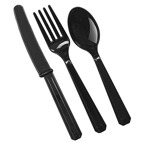 Assorted Plastic Cutlery | Jet Black | Party Supply | 288 Ct