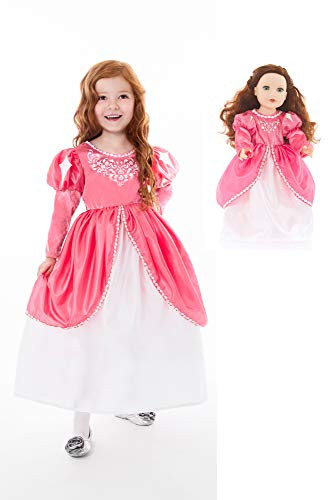 Little Adventures Mermaid Ball Gown Princess Dress Up Costume & Matching Doll Dress (Large (Age 5-7))