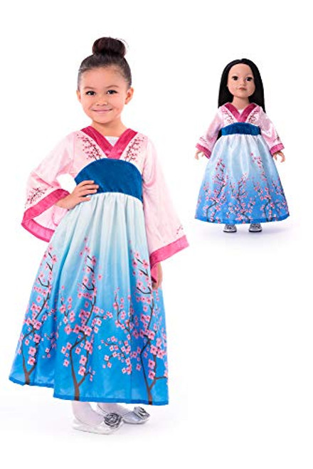 Little Adventures Asian Princess Dress Up Costume & Matching Doll Dress (X-Large Age 7-9)