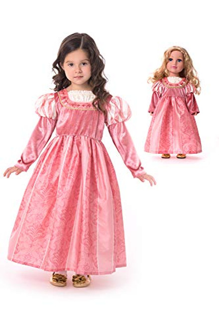 Little Adventures Coral Renaissance Princess Dress Up Costume & Matching Doll Princess Dress (Medium Age 3-5)