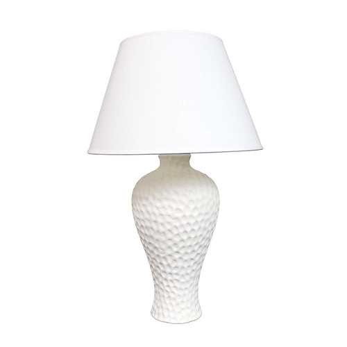 Simple Designs LT2004-WHT Texturized Curvy Ceramic Table Lamp, White