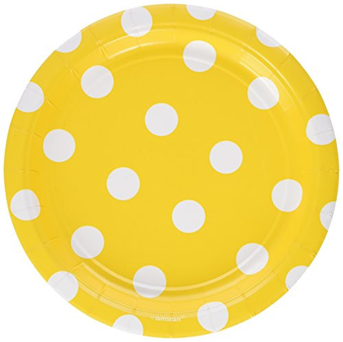 Amscan Yellow Sunshine Dots Round Plates | 7" | 96 Ct.