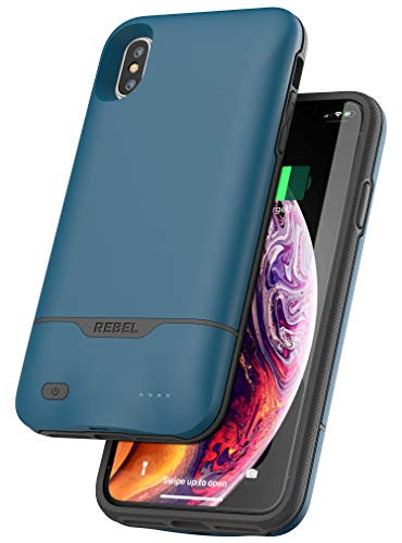 Encased iPhone Xs Max Battery Case - 5270mAh Protective Charging Case with Extended Smart Power Reserve (Rebel Blue)