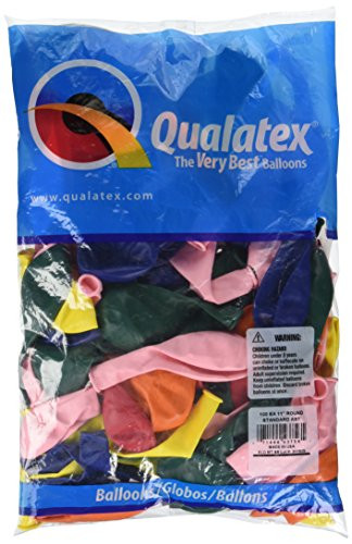 Qualatex 43756 Standard Assortment Latex Balloons, 11", Multicolor, Pack of 100