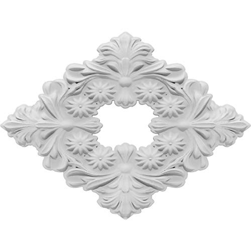 Ekena Millwork ROSC050X037BVDUF 5" W x 3 3/4" H x 3/8" P Medium Belvidere Rosette White