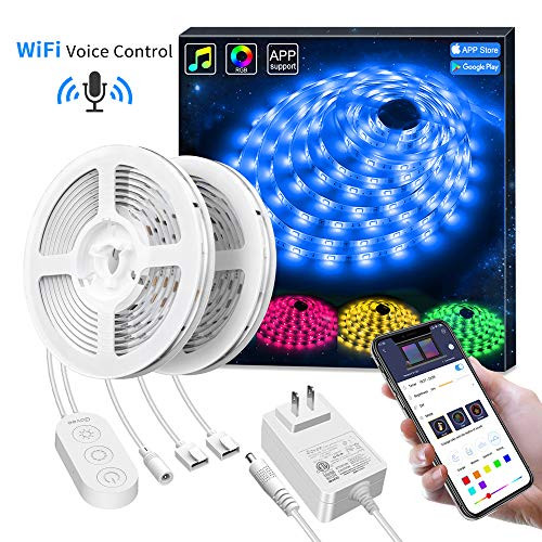 Govee 32.8ft LED Strip Lights Wireless Smart Phone APP Control Compatible with Alexa Google Assistant Light Strip Kits Non-Waterproof Music Sync RGB Tape Lights (Not Support 5G WiFi)