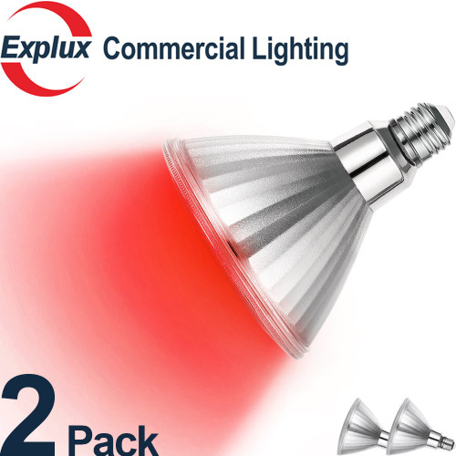 Red LED PAR38 Bulbs, Color-boost version, Dimmable, Full-glass Weatherproof, 45,000 Hours, 10W (120 Watts Equivalent) LED Red PAR38 Light Bulbs, Flood Light, Red Color (Pack of 2)