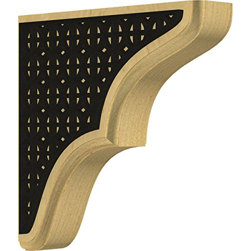 Ekena Millwork BKTW02X08X08STTUBLAL Stratford Wood Bracket with IronCraft Tudor Inlay 1 3/4" W x 7 1/2" D x 7 1/2" H Alder