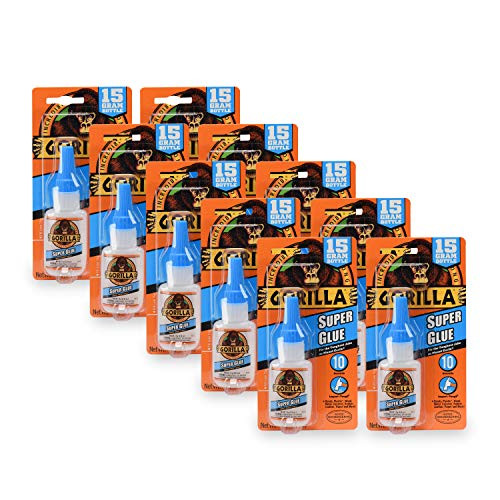 Gorilla Super Glue 15 Gram, Clear, (10 Pack)