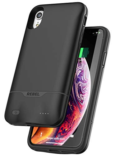 Encased iPhone XR Battery Case - 5270mAh Protective Charging Case with Extended Power Reserve (Rebel Black)