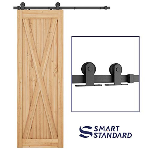 SMARTSTANDARD 5ft Heavy Duty Sturdy Sliding Barn Door Hardware Kit -Smoothly and Quietly -Easy to Install -Includes Step-by-Step Installation Instruction Fit 30" Wide Door Panel (T Shape Hanger)