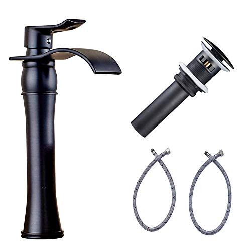 Bathroom Sink Faucet ORB Waterfall Spout Deck Mounted Single Handle Mixer Tap 