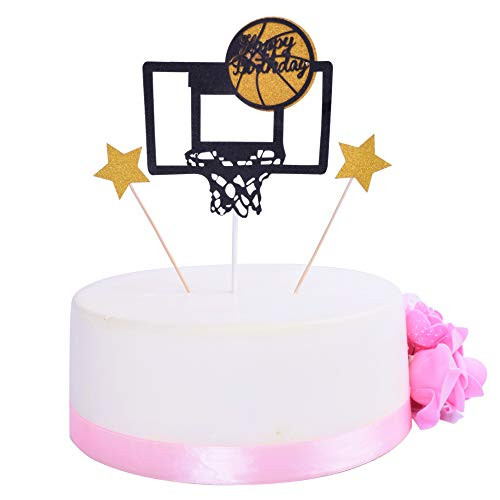 SHAMI Basketball theme cake topper for Boy birthday CupCake Topper Father's Day cake topper Party Decorations Happy Father Birthday Supplies Decorations Man Birthday(Black)