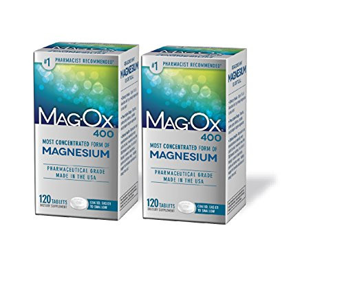 Mag-Ox 400 Magnesium Mineral Dietary Supplement Tablets, Magnesium Oxide, Pharmaceutical Grade, 120 Count, 2 Pack
