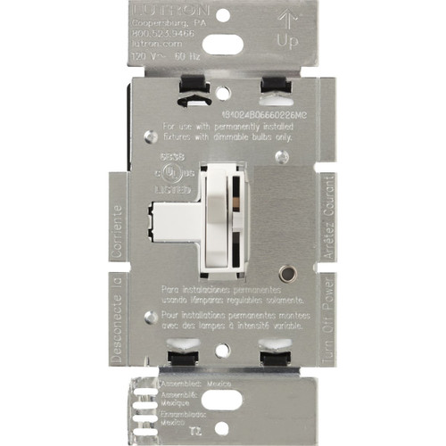 Lutron AYLV-600P-WH 600-Watt Toggler Low Voltage Single-Pole Dimmer, White
