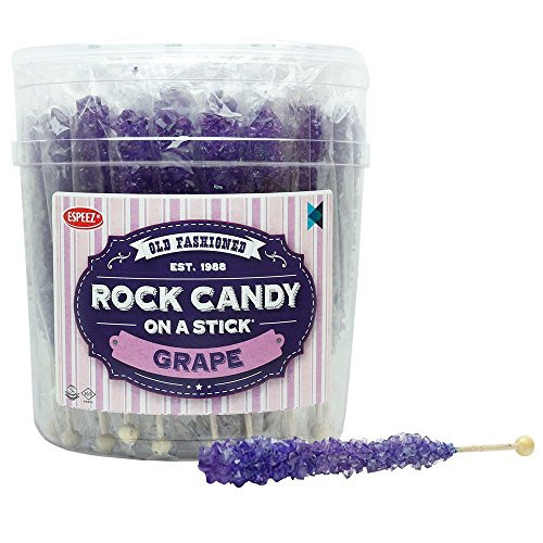 Extra Large Rock Candy Sticks (22g): 36 Purple Crystal Rock Candy Sticks - Grape - Individually Wrapped for Party Favors, Candy Buffet, Showers, Receptions, Bridal and Baby Showers