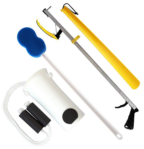RMS Hip Knee Replacement Kit | Total Hip Knee Equipment Kit | Ideal for Recovering from Hip Replacement, Knee or Back Surgery | Mobility Tool for Moving and Dressing (32' Reacher)