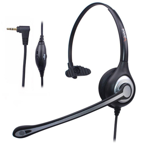 Wantek 2.5mm Telephone Headset Monaural with Noise Canceling Mic for Cisco Linksys SPA Grandstream Polycom Panasonic Zultys Siemens Gigaset Uniden AT&T Office IP and Cordless Dect Phones(F600J25)
