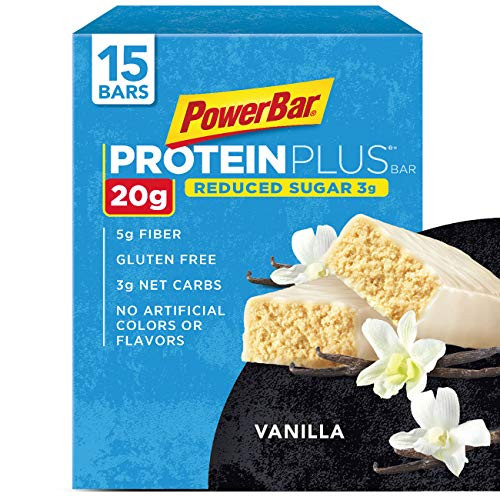PowerBar Protein Plus Reduced Sugar Bar, Vanilla, 2.12 oz Bar, (15 Count)