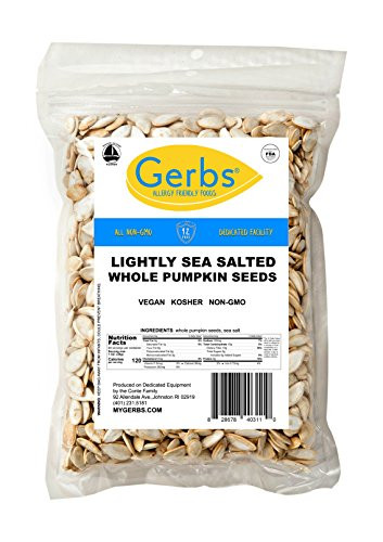 Lightly Sea Salted Whole Pumpkin Seeds, 4 LBS by Gerbs  Top 12 Food Allergy Free & Non GMO - Vegan & Kosher Certified - Dry Roasted In-Shell Pepitas from United States