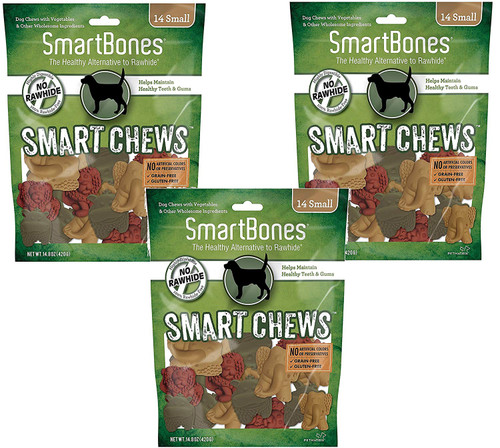 (3 Pack) SmartChews Safari Chews for Dogs, Small, 14 pieces each
