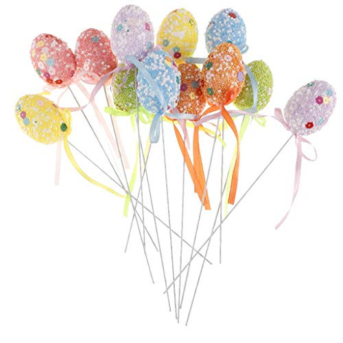 12pcs Easter Egg Cake Toppers Cupcake Picks for Easter Home Party Dessert Table Decor