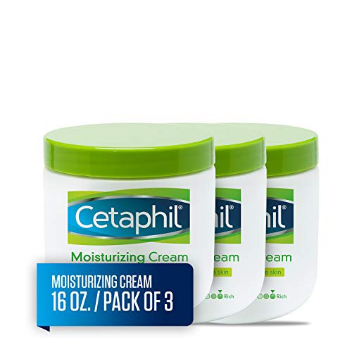 Cetaphil Moisturizing Cream for Very Dry/Sensitive Skin, Fragrance Free, 16 Ounce, Pack of 3