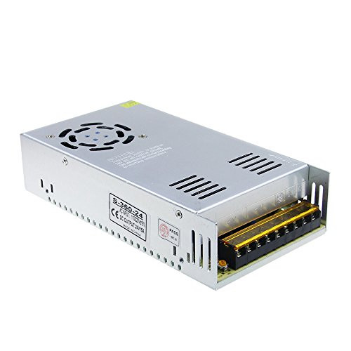 ALITOVE DC 24V 15A 360W Power Supply Universal Regulated Switching Transformer Adapter Driver 110V/220V AC Input for LED Strip CCTV Radio Computer Project