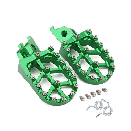 JFG RACING Green Billet MX Wide Foot Pegs Footpegs Foot Pedals Rests For Kawasaki KX250F 2006-2016, KX450F 2007-2016, KLX450R 2008-2013