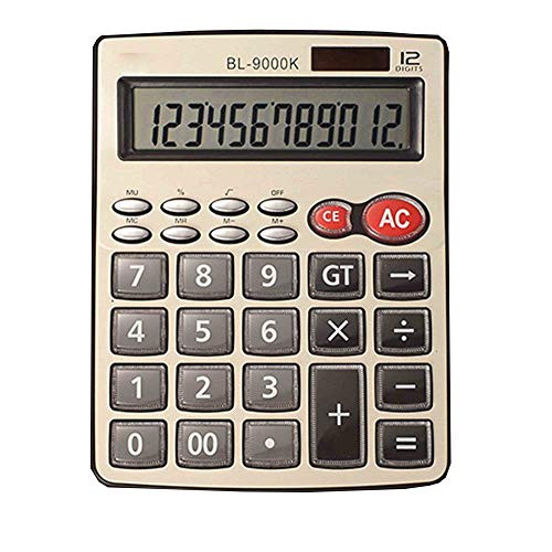 Calculators Large LCD Display,Desktop Calculators Dual Power,Large Button Solar Power,Calculators 12 Digits (Champagne)
