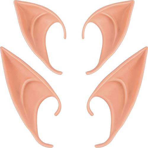 BBTO 2 Pairs Halloween Latex Elf Ears Cosplay Masks Fairy Goblin Ears, Nature Color