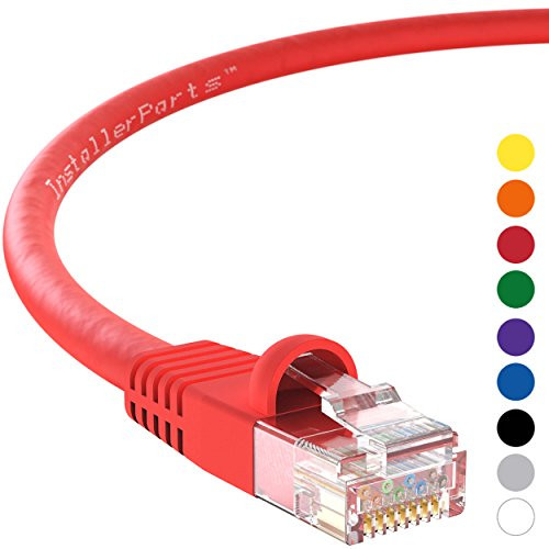 InstallerParts Ethernet Cable CAT5E Cable UTP Booted 4 FT - Red - Professional Series - 1Gigabit/Sec Network/Internet Cable, 350MHZ