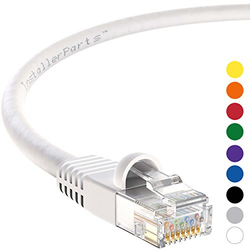 InstallerParts Ethernet Cable CAT5E Cable UTP Booted 10 FT - White - Professional Series - 1Gigabit/Sec Network/Internet Cable, 350MHZ