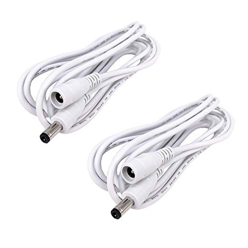 HUALAND 2pcs/Pack 3m/9.84ft White 5.5mm x 2.5mm DC Plug Extension Cable DC Extension Cable Cord with Male to Female 5.5mm x 2.5mm Connectors DC Power 12V 5.5mm x 2.5mm Barrel Male Plug Connector
