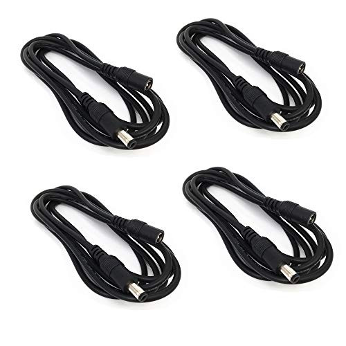 HUALAND 4pcs/pack2m/6.56ft Black 5.5mm x 2.5mm DC Plug Extension Cable DC Extension Cable Cord with Male to Female 5.5mm x 2.5mm Connectors DC Power 12V 5.5mm x 2.5mm Barrel Male Plug Connector