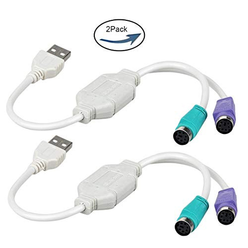 Lime2018 2-Pack Black Dual PS2 to USB Adapter for PS2 Port Mouse and Keyboard Splitter, Support KVM Switch,These Converters to Turn Old PS2 Keyboards Into USB Keyboards. (2-Pack)
