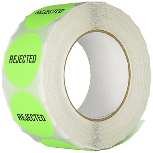 TapeCase Green"Rejected" Inventory Control Label - 1000 per pack (1 Pack)