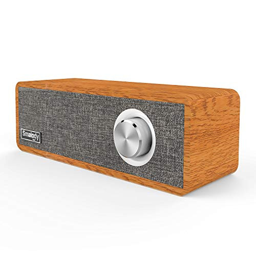 Wood Bluetooth Speaker, Smalody Portable Mini Wireless 5.0 Bluetooth Speakers with Speaker 2.1 HD Stereo Sound and Rich Bass Perfect for Home Party and Office (Gray)
