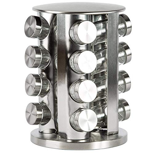 Spice Rack, 16 - Jar Revolving Countertop Spice Tower, Carousel Seasoning Storage Organization for Home & Kitchen