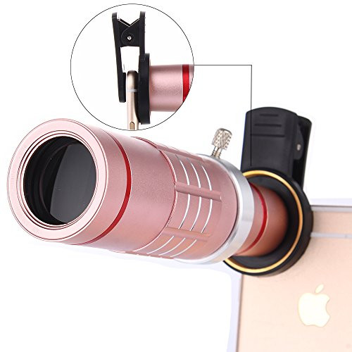 Universal 18X Zoom HD Clip On Mobile Phone Optical Camera Lens Kits,WMTGUBU Telescope Telephoto Lens+15X Super Macro Lens+0.6X Wide Angle Lens (Rosegold)