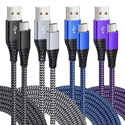 USB Type C Cable, Besgoods 4-Pack 10ft USB C Cable Fast Charge Nylon Braided USB A to C Charging Cable Compatible with Samsung Galaxy Note 8 9 S8 S9 S10, LG V30 V20 G5 G6, Google Pixel and More