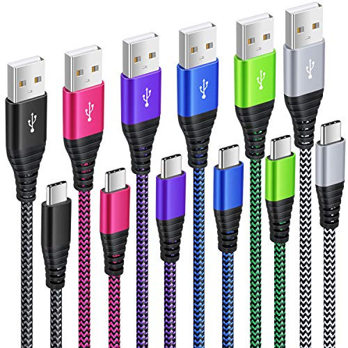 [6-Pack] USB Type C Charger Cable, Besgoods 6ft USB A to USB C Cable Fast Charge Nylon Braided Charging Cable Compatible with Samsung Galaxy Note 8 9 S8 S9 S10, LG V30 V20 G5 G6, Google Pixel and More