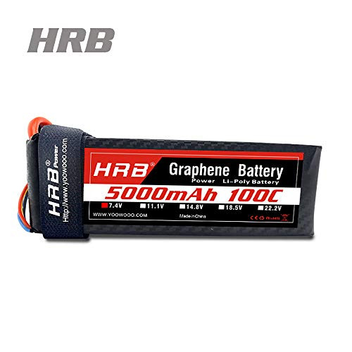 HRB Graphene 5000mAh 2S 7.4V 100C Lipo Battery Pack with XT90 Plug for RC Evader BX Car, RC Truck, RC Truggy RC Airplane UAV Drone FPV